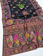 Confounding Black Nylon Dola Pashmina Saree With Scintillating Blouse Piece