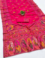 Snazzy Dark Pink Nylon Dola Pashmina Saree With Energetic Blouse Piece