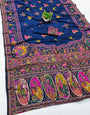 Scrumptious Navy Blue Nylon Dola Pashmina Saree With Felicitous Blouse Piece