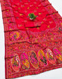Gratifying Red Nylon Dola Pashmina Saree With Dalliance Blouse Piece