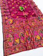 Smashing Wine Nylon Dola Pashmina Saree With Embellished Blouse Piece