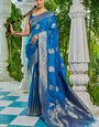 Felicitous Blue Soft Banarasi Silk Saree With Piquant Blouse Piece