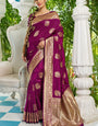 Incredible Purple Soft Banarasi Silk Saree With Enamoring Blouse Piece