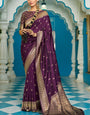 Lagniappe Purple Banarasi Silk Saree With Panoply Blouse Piece