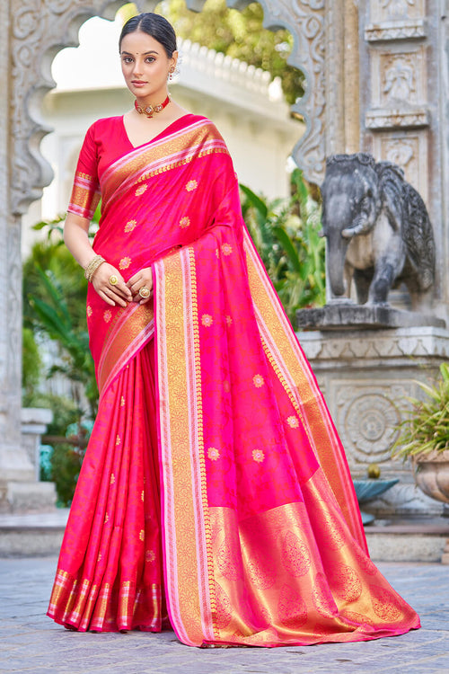 Load image into Gallery viewer, Attractive Dark Pink Kanjivaram Silk Saree With Ideal Blouse Piece
