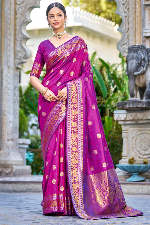 Lightweight Kanchipuram Silk Saree in Purple with Retta Pettu Border –  Vivaaha Silks & Sarees