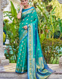 Arresting Rama Kanjivaram Silk Saree With Palimpsest Blouse Piece