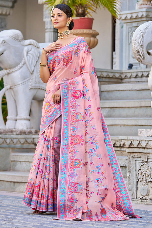 Load image into Gallery viewer, Innovative Pink Pashmina saree With Sophisticated Blouse Piece
