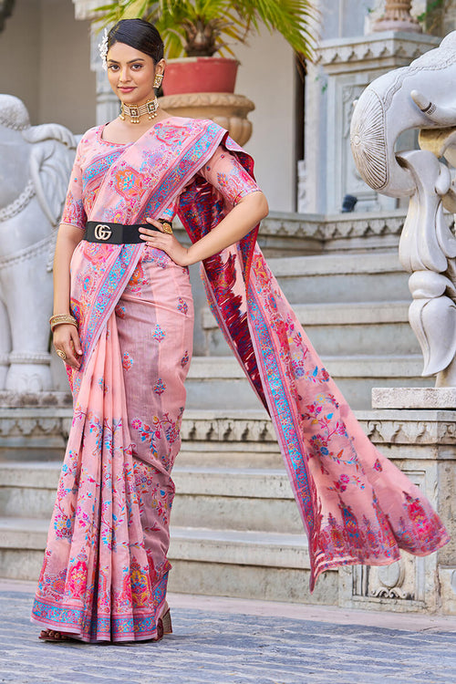 Load image into Gallery viewer, Innovative Pink Pashmina saree With Sophisticated Blouse Piece
