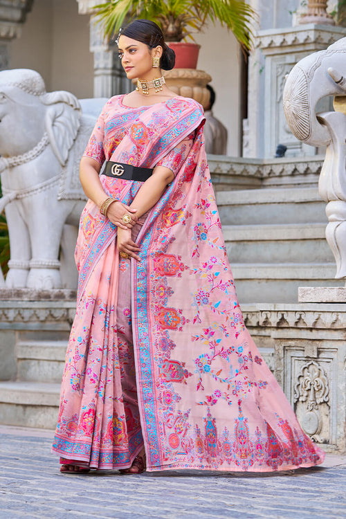 Load image into Gallery viewer, Innovative Pink Pashmina saree With Sophisticated Blouse Piece
