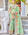 Elegant Pista Pashmina saree With Gleaming Blouse Piece