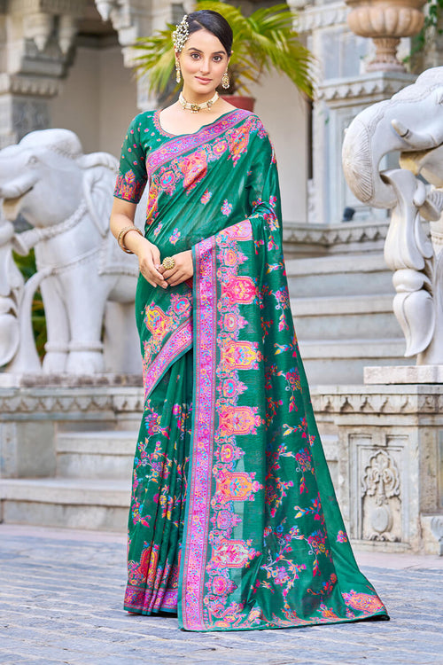 Load image into Gallery viewer, Flattering Rama Pashmina saree With Mesmerising Blouse Piece
