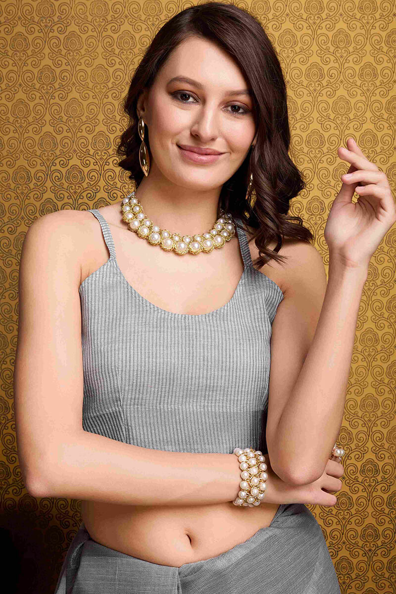 Fragrant Grey Cotton Silk Saree With Devastating Blouse Piece