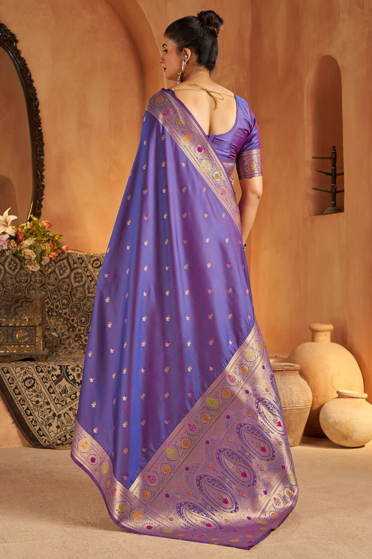 Inimitable Purple Pure Banarasi Silk Saree With Delectable Blouse Piece
