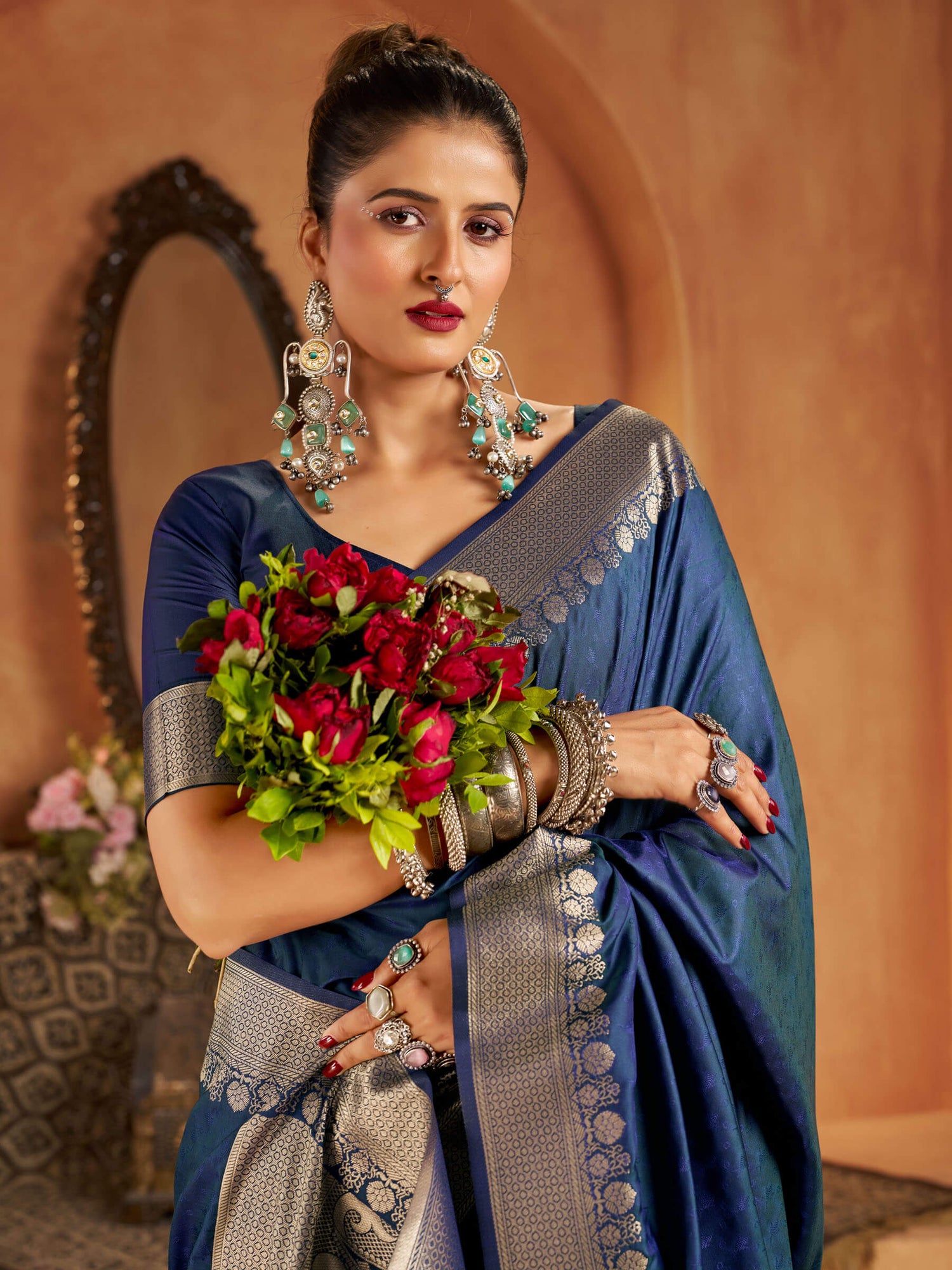 Murmurous Blue Pure Banarasi Silk Saree With Amazing Blouse Piece