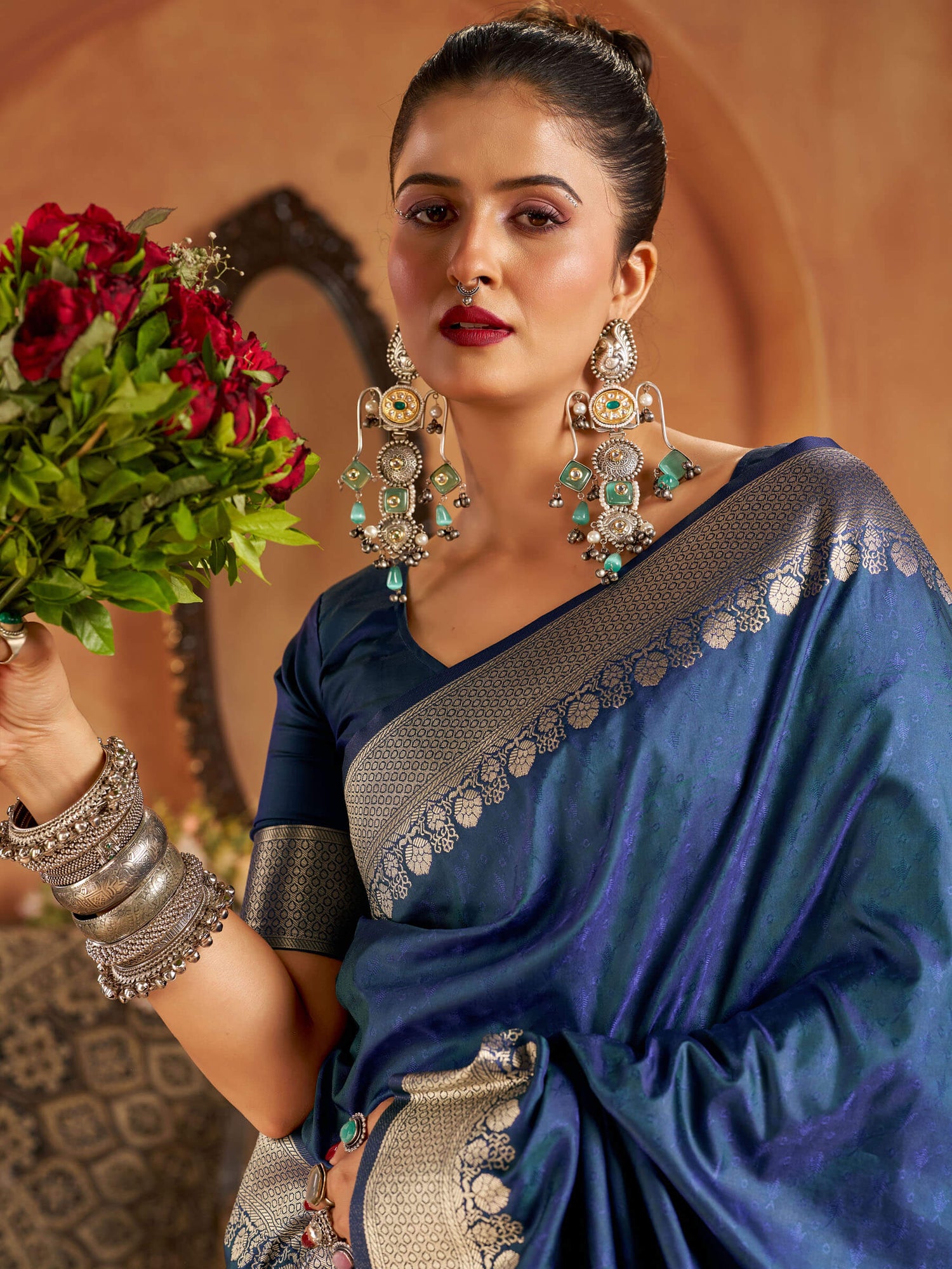 Murmurous Blue Pure Banarasi Silk Saree With Amazing Blouse Piece