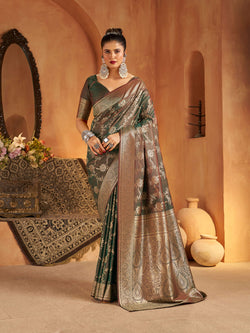 Desiring Green Pure Banarasi Silk Saree With Effulgent Blouse Piece