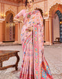 Delightful Baby Pink Linen Silk Saree With Prettiest Blouse Piece