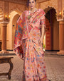 Refreshing Peach Linen Silk Saree With Groovy Blouse Piece