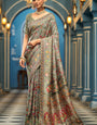 Ephemeral Green Pashmina Saree With Divine Blouse Piece