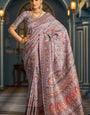 Ailurophile Lavender Pashmina Saree With Ethnic Blouse Piece