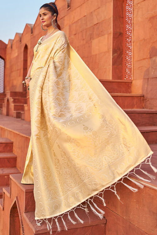 Load image into Gallery viewer, Serendipity Beige Soft Banarasi Silk Saree With Pleasurable Blouse Piece
