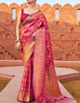 Fragrant Dark Pink Soft Banarasi Silk Saree With Profuse Blouse Piece