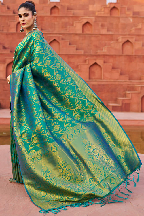 Load image into Gallery viewer, Incomparable Rama Soft Banarasi Silk Saree With Supernal Blouse Piece
