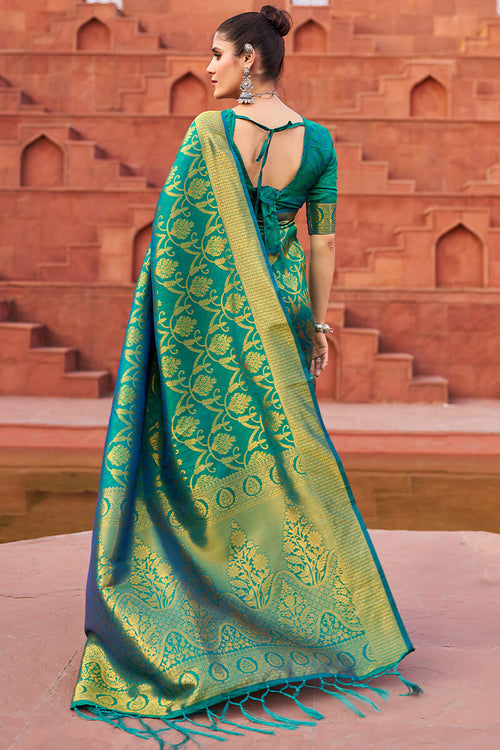 Load image into Gallery viewer, Incomparable Rama Soft Banarasi Silk Saree With Supernal Blouse Piece
