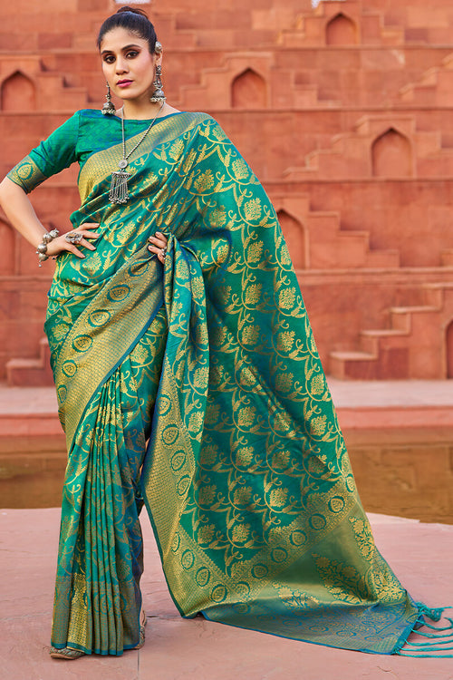 Load image into Gallery viewer, Incomparable Rama Soft Banarasi Silk Saree With Supernal Blouse Piece
