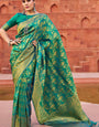 Incomparable Rama Soft Banarasi Silk Saree With Supernal Blouse Piece