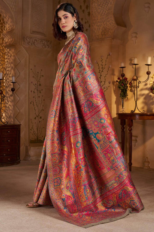 Load image into Gallery viewer, Demanding Grey Pashmina Saree With Super classy Blouse Piece
