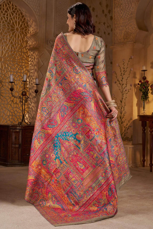 Load image into Gallery viewer, Demanding Grey Pashmina Saree With Super classy Blouse Piece
