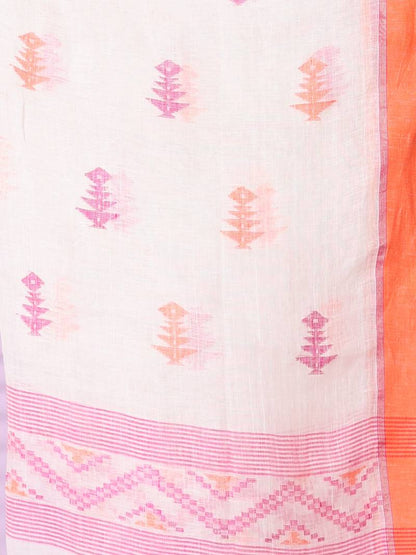 Phenomenal Off White Handloom Cotton Silk Saree With Evanescent Blouse Piece