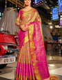 Girlish Dark Pink Kanjivaram Silk Saree With Engrossing Blouse Piece