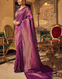 Denouement Purple Kanjivaram Silk Saree With Felicitous Blouse Piece