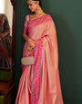 Lovely Light Pink Kanjivaram Silk Saree With Precious Blouse Piece