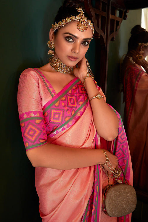 Load image into Gallery viewer, Lovely Light Pink Kanjivaram Silk Saree With Precious Blouse Piece
