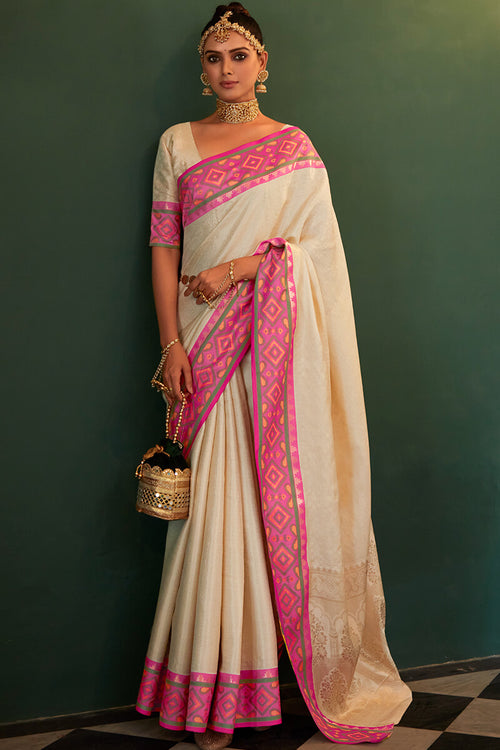 Load image into Gallery viewer, Capricious Beige Kanjivaram Silk Saree With Beautiful Blouse Piece
