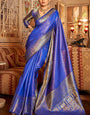 Unique Royal Blue Kanjivaram Silk Saree With Outstanding Blouse Piece