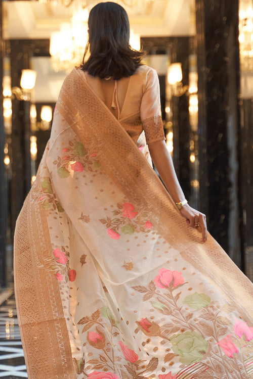 Load image into Gallery viewer, Energetic Beige Cotton Silk Saree With Refreshing Blouse Piece
