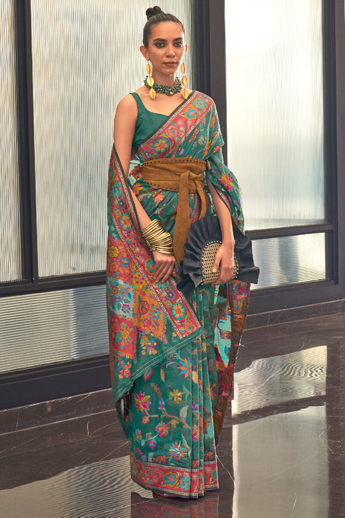 Load image into Gallery viewer, Jazzy Rama Cotton Silk Saree With Desiring Blouse Piece
