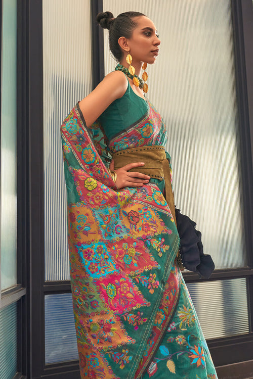 Load image into Gallery viewer, Jazzy Rama Cotton Silk Saree With Desiring Blouse Piece
