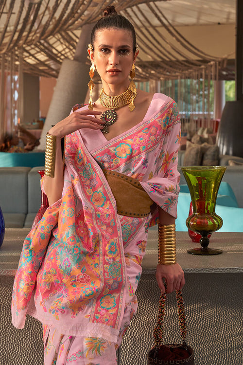 Load image into Gallery viewer, Breathtaking Pink Cotton Silk Saree With Ravishing Blouse Piece
