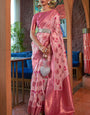 Ebullience Baby Pink Organza Silk Saree With Cynosure Blouse Piece