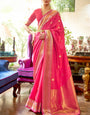 Dissemble Dark Pink Kanjivaram Silk Saree With Conflate Blouse Piece