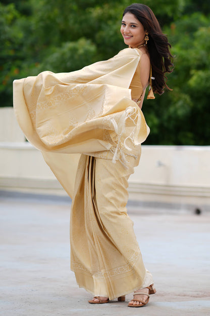 Ritika Nayak In Beige Kanjivaram Silk Saree