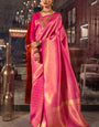 Flattering Pink Kanjivaram Silk Saree With Staring Blouse Piece