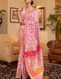 Exuberant Pink Pashmina saree With Ratatouille Blouse Piece