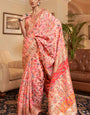 Exuberant Baby Pink Pashmina saree With Ratatouille Blouse Piece